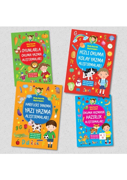 Okula Hazırlık Alıştırmaları Okuma Yazma 4 Kitap Set