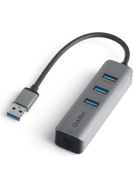 USB Type-A To RJ45 Gigabit Ethernet ve 3xusb 3.0 Hub Çoklayıcı Adaptör (DK-AC-USB332GL)