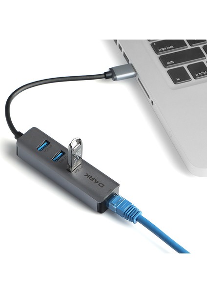 USB Type-A To RJ45 Gigabit Ethernet ve 3xusb 3.0 Hub Çoklayıcı Adaptör (DK-AC-USB332GL)