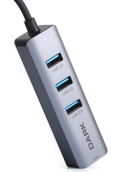 USB Type-A To RJ45 Gigabit Ethernet ve 3xusb 3.0 Hub Çoklayıcı Adaptör (DK-AC-USB332GL)