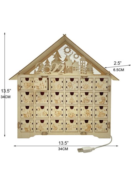 2022 Noel Ahşap Advent Takvimi Ile LED Işık Ile Çocuk Yetişkinler (Yurt Dışından)