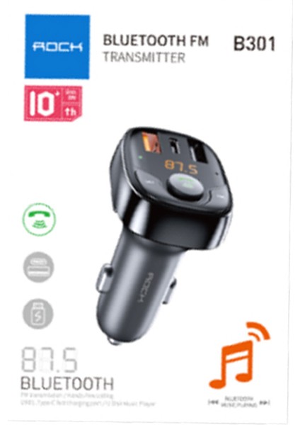 B301 RAU0668 Bluetooth Fm Transmitter 4500 Mah Araç Şarj Aleti