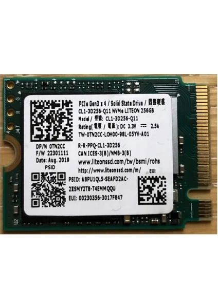 Liteon CL1-3D256-Q11 256GB Pcıe M.2 SSD