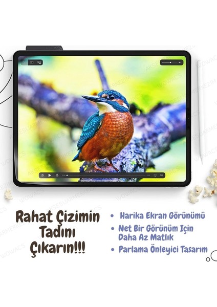 wowacs Apple iPad Pro 12.9 Inç 2021 (5.nesil) Uyumlu Paperlike Kağıt Hissi Yazım Çizim Ekran Koruyucu Film