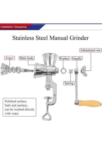 Manuel Tahıl Öğütücü El Krank Tahıl Değirmeni Paslanmaz Çelik Ev Mutfak Kahve Mısır Pirinç Soya Için Taşlama Aracı