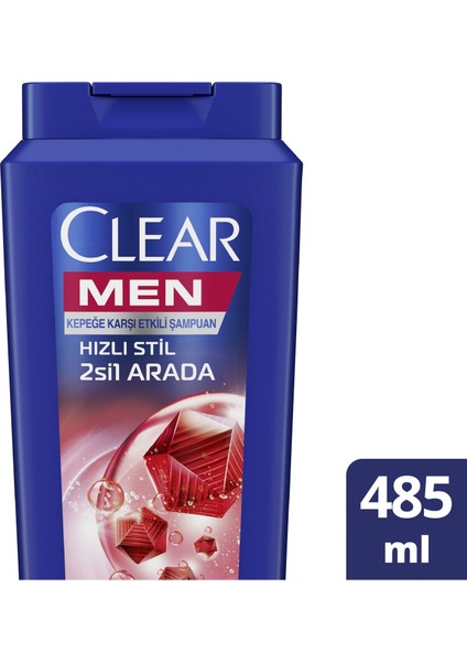 Men Kepeğe Karşı Etkili Şampuan Hızlı Stil 2si1 Arada 485 ml - 3'lü Avantaj Paketi