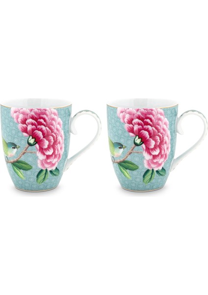 Pip Studio Blushing Birds Ikili Mavi Büyük Mug Seti 350 Ml.