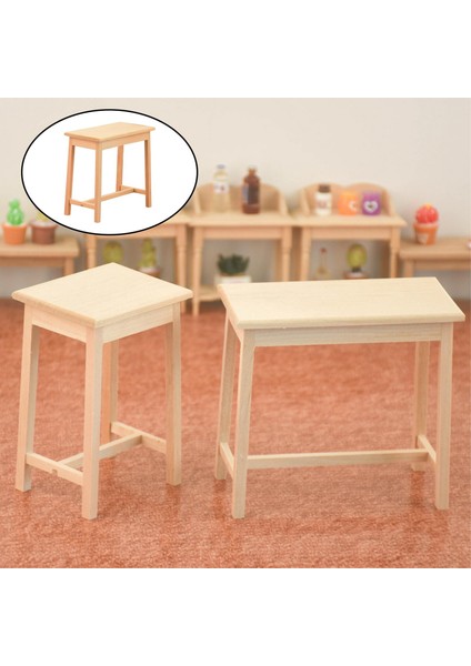 1/12 Ölçekli Minyatür Yemek Mobilya Dollhouse Oyuncak Doğum Günü Hediyeleri Için Çift Masa (Yurt Dışından)