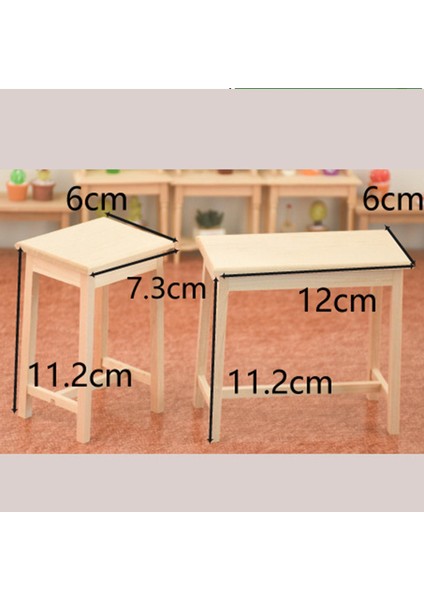 1/12 Ölçekli Minyatür Yemek Mobilya Dollhouse Oyuncak Doğum Günü Hediyeleri Için Çift Masa (Yurt Dışından)