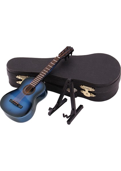 Minyatür Gitar Standı ve Durumda Doğum Günü Hediyeleri Için Dollhouse Dekorasyon Mavi (Yurt Dışından)