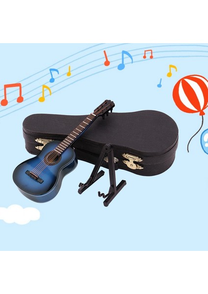 Minyatür Gitar Standı ve Durumda Doğum Günü Hediyeleri Için Dollhouse Dekorasyon Mavi (Yurt Dışından)