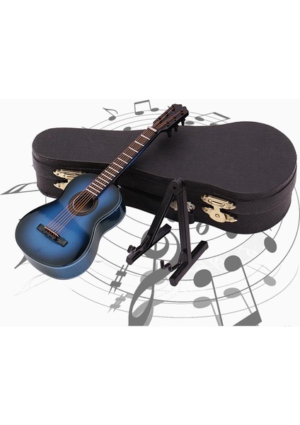 Minyatür Gitar Standı ve Durumda Doğum Günü Hediyeleri Için Dollhouse Dekorasyon Mavi (Yurt Dışından)