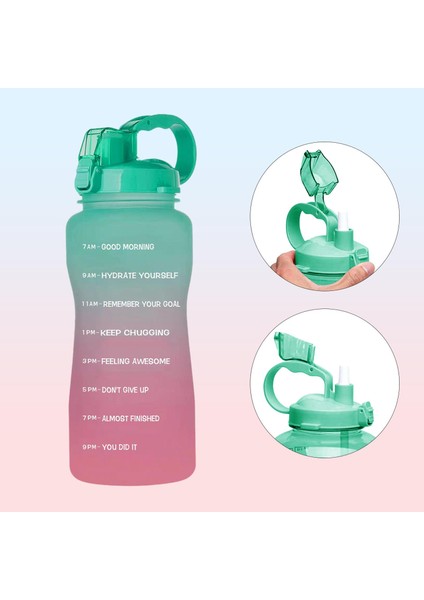 2200ml Zaman Işaretleyici Su Şişesi - Pembe/Yeşil (Yurt Dışından) modelleri