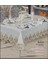 Buket Lüx Dantelli Simli Keten Kumaş Gri Masa Örtüsü ve Peçeteli Sofra Takımı 8 kişilik Dikdörtgen 160x230 cm 17 Parça - 173 1