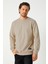 Erkek Bej Basic Bisiklet Yaka Sweatshirt 1
