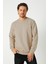 Erkek Bej Basic Bisiklet Yaka Sweatshirt 3
