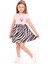 Toontoy Kız Çocuk Little Yazılı Etek Kısmı Zebra Desen Baskılı Elbise 1