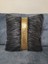 Peluş Şeritli Kırlent Kılıfı - (Antrasit Peluş-Gold Şeritli) 2