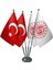 Masa Üstü Çalışma Bakanlığı Bayrağı Türk Bayrağı Dörtlü Krom Direk Masa Bayrak Seti 1