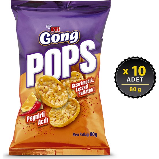 Eti Gong Pops Peynirli Acılı Mısır Patlağı 80 g x 10 Adet OnuAl Fiyat