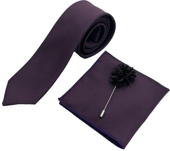 Brianze Mürdüm Kravat Mendil Yaka Çiçeği Set %100 Microfiber Şık Tasarım görsel 2