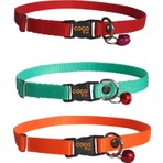 Coco Pet Kedi Boyun Tasması Zilli  3'lü Set  20-37  cm Kırmızı Turuncu ve Turkuaz