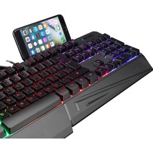 Rampage KB-R22 Letho Multimedia Rainbow Backlight Telefon Standlı Membrane Gaming Oyuncu Klavye