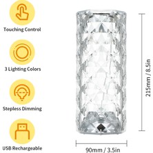 Top Geek Akrilik Elmas Masa Lambası Dokunmatik Kontrol Parlaklık(Yurt Dışından)