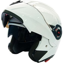 Free-M Motosiklet Kaskı Free-M 961 Çene Açılır Vizörlü Beyaz (Large )