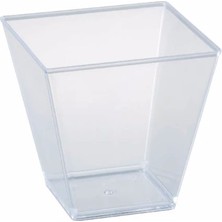 Bibizde Pvc Prizma Mini Mika Plastik Kare Kap Küp Sunum Kase 120 cc 25 Adet