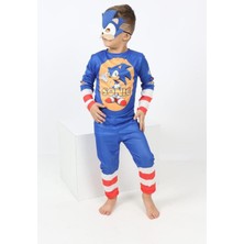 Masho Trend Baskılı Kirpi Sonic Kostümü - Sonic The Hedgehog Costum - Sonic Cosplay