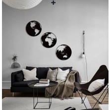 Diken 3'lü Dünya Haritası Ahşap Dekoratif Duvar Tablosu