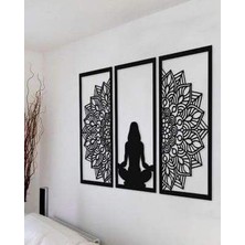 Diken Mandala Meditasyon Kadın Duvar Dekoru Ahşap Tablo