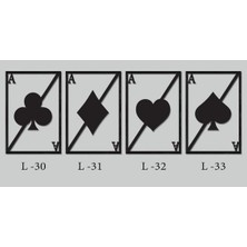 Diken Full As Iskambil Kağıdı Desenli 4'lü Duvar Dekoru Ahşap Tablo