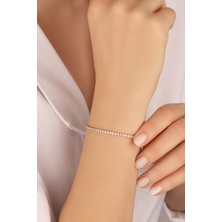 Mistik Silver 1,5 mm Taşlı Gümüş Suyolu Bileklik