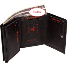 Kindfox Otomatik Mekanizmalı | Para Gözlü Hakiki (Gerçek ) Deri Erkek Cüzdan Kartlık | Rfıd Korumalı | Siyah