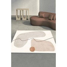 Decomia Home Dijital Baskılı Kaymaz Taban Yıkanabilir Modern Gri Geçişli Krem Salon Mutfak HALI-YOLLUK-D7069