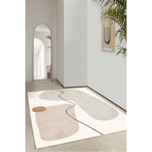 Decomia Home Dijital Baskılı Kaymaz Taban Yıkanabilir Modern Gri Geçişli Krem Salon Mutfak HALI-YOLLUK-D7069