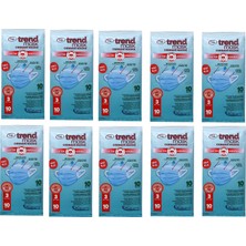 Trendmask Yumuşak Elastik Kulaklı Maske 10'Lu 10 Paket 100 Adet (Mavi)