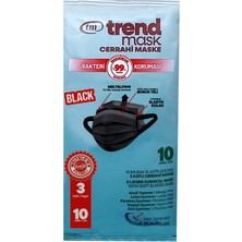 Trendmask Yumuşak Elastik Kulaklı Maske 10'Lu 10 Paket 100 Adet (Siyah)