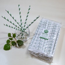 Ecostuff Kağıt Pipet Çim Yeşili Spiral Sargılı 100'lü