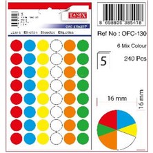 Tanex OFC-130 Mix Color Ofis Etiketi 5 Sayfa