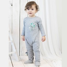 Organicera Organik Aplikeli Patikli Bebek Tulum, Gri Melanj