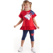 Denokids Yaramaz Kedi Kız Çocuk T-shirt Tayt Takım