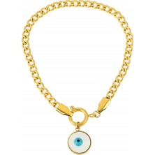 Çelik Nazar Boncuklu Zincir Bileklik