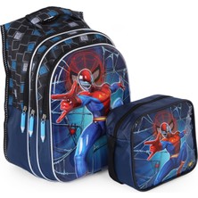 Masho Trend Kabartmalı Spiderman Çanta + Beslenme + Suluk - Ilkokul Çantası - Çocuk Çanta - Örümcek Adam Çanta