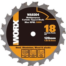 Worx WA8304 120X9,5MM Metal, Ahşap, Pvc, Alüminyum Kesme, Elmas Daire Testere Bıçağı