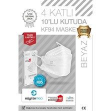 Saytekmed N95/FFP2 Kore Tipi 4 Katlı Beyaz Maske, Tekli Poşet, Uv Steril (1 Kutu/ 10 Adet)