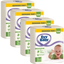 Evy Baby Bebek Bezi 3 Beden Midi 4'lü Fırsat Paketi 120 Adet ve Islak Havlu 2X56 Adet