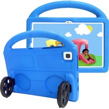 noktaks - Samsung Galaxy Tab S6 Lite P610 - Tablet Kılıfı Wheel Car Tekerlek Standlı Tablet Eva Silikon Kılıf - Mavi - T20608